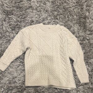 Free People Chunky Cable Knit Crewneck Sweater - Ivory in Size S (fits Medium)